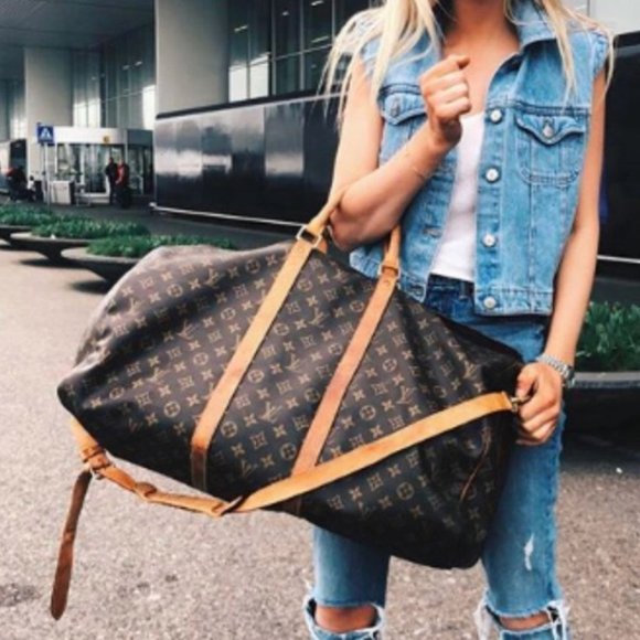Auth Louis Vuitton Keepall 60 Bandouliere wh Strap Travel #32511L35B